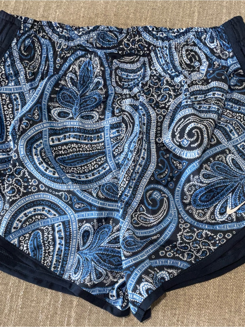 Nike Blue & Black Paisley Athletic Shorts Dri Fit Size Small